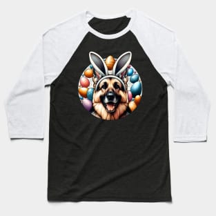 German Shepherd Dog Welcomes Easter with Bunny Ears Baseball T-Shirt
